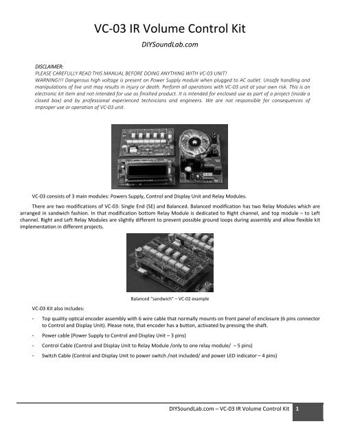 VC-03 IR Volume Control Kit - Lampizator
