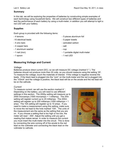 Measuring Voltage and Current