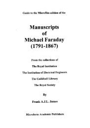 Guide to the microfilm edition of the Manuscripts of Michael Faraday ...