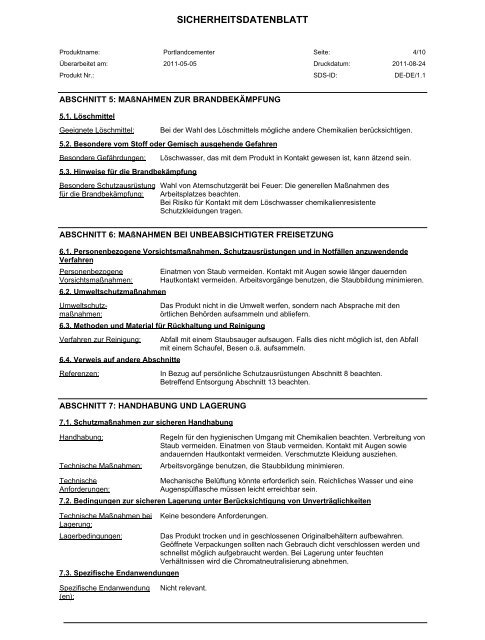 SICHERHEITSDATENBLATT - Jura Cement