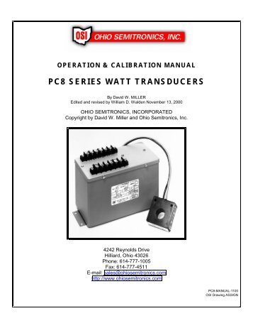 calibration manual for pc8 series watt transducer - Ohio Semitronics