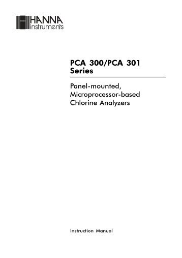 PCA 300/PCA 301 Series - HANNA instruments