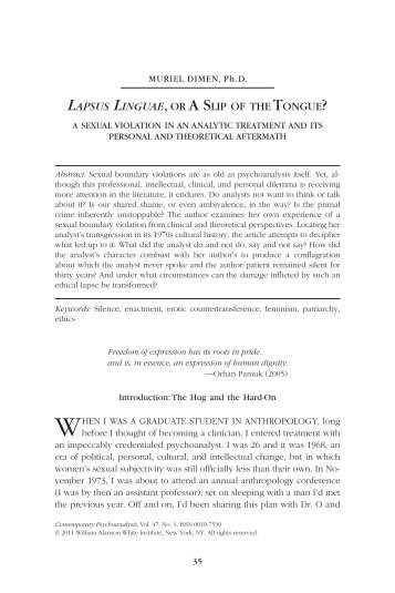 lapsus linguae, or a slip of the tongue? - the William Alanson White ...