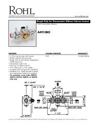 Rough Only For Thermostatic/ Non-Volume Controlled Valve - Rohl