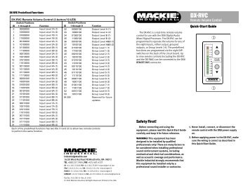 DX-RVC Remote Volume Control Quick-Start Guide - Mackie