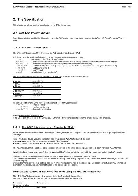 SAP Printing Customer documentation Volume 2 : [ZA0x] The ... - ELP