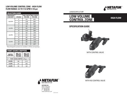 High Flow - Low Volume Control Zone - Netafim USA