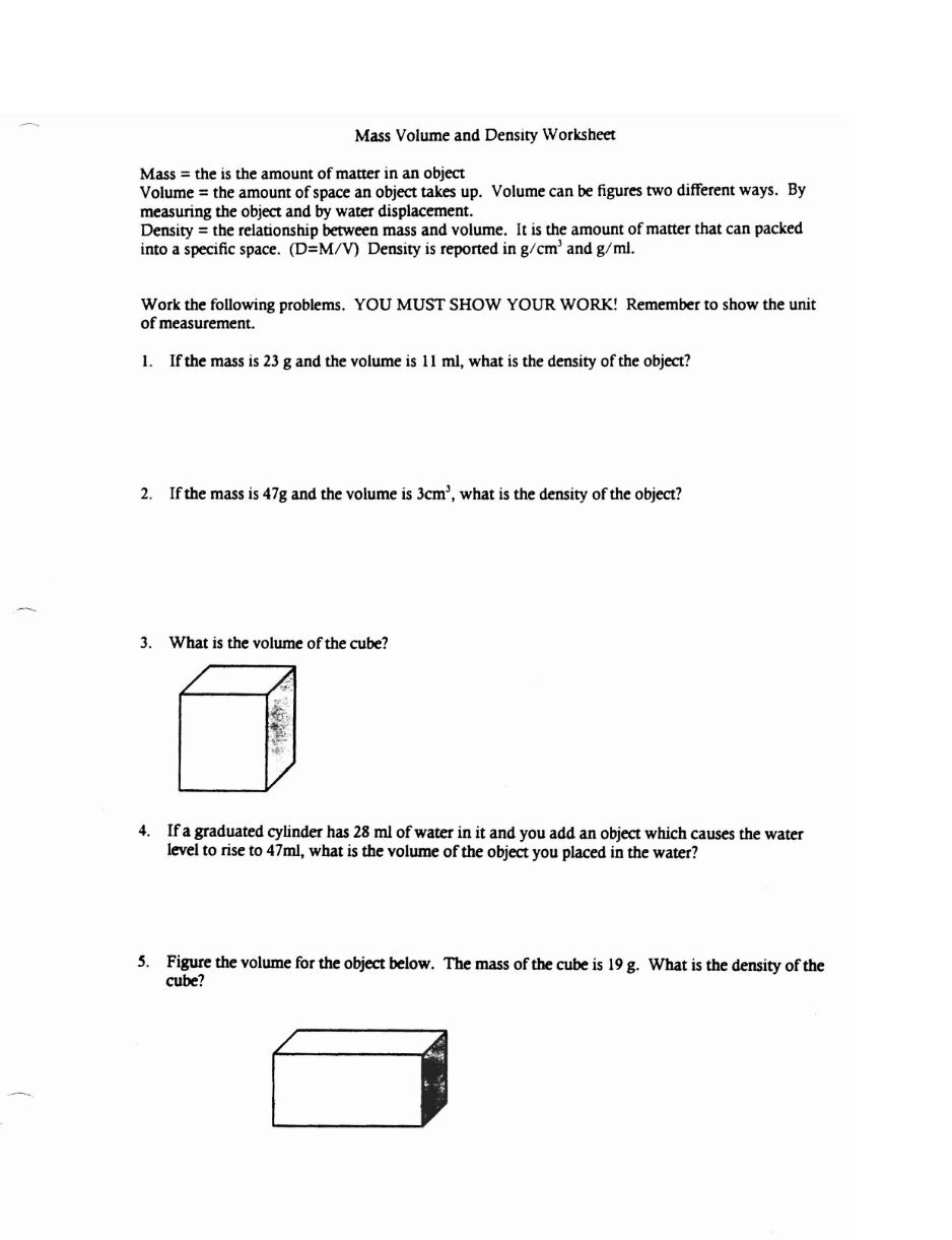 21 free Magazines from MILLCREEK.WEEBLY.COM In Mass Volume Density Worksheet