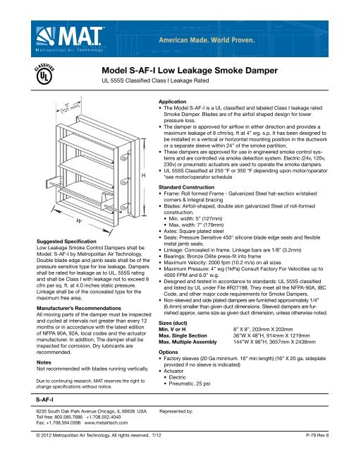 Volume Control Dampers Remotely Operated Balancing Dampers ...