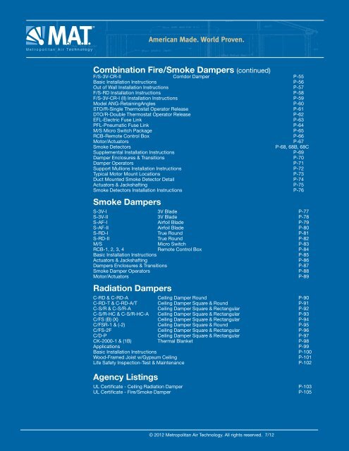 Volume Control Dampers Remotely Operated Balancing Dampers ...