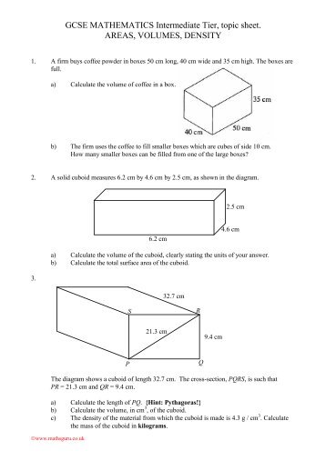 Areas, volumes, density