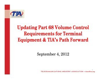 Updating Part 68 Volume Control Requirements for Terminal ...