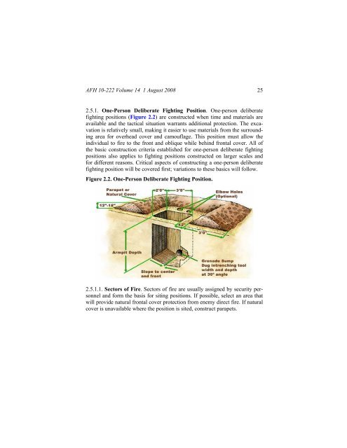 Civil engineer guide to fighting positions, shelters, obstacles