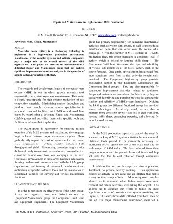 Repair and Maintenance in High-Volume MBE Production