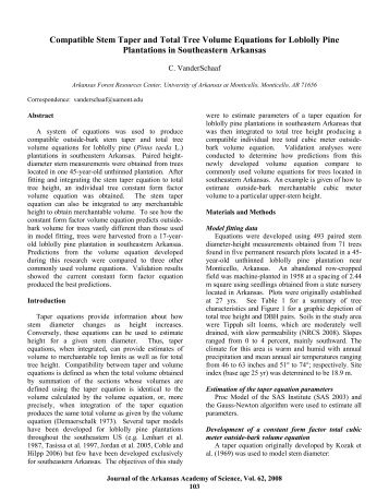 Compatible Stem Taper and Total Tree Volume Equations for ...