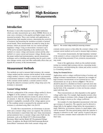 High Resistance Measurements - Keithley Instruments
