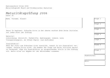 Maturitätsprüfung 2006 - Kantonsschule Olten