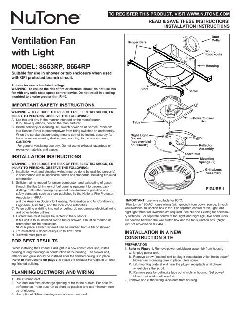 Ventilation Fan With Light Nutone - Installing Nutone Bathroom Fan With Light