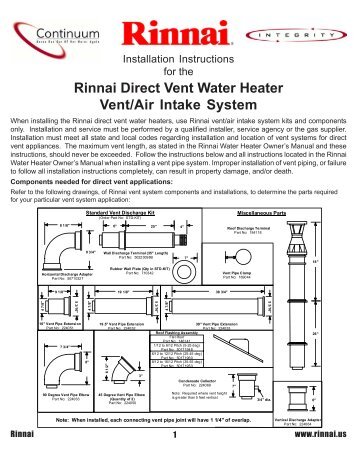 Rinnai Direct Vent Water Heater Vent/Air Intake - Johnstone Supply