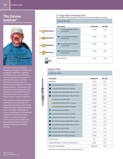 Spline® Implant System Product Catalog 2007 - Zimmer Dental