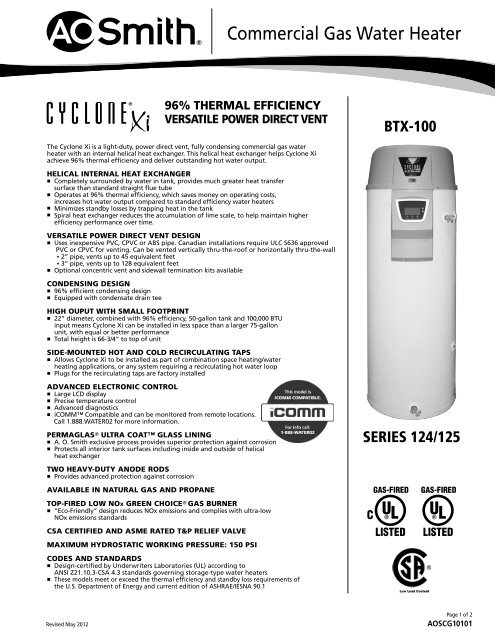 aoscg10101 - AO Smith Water Heaters