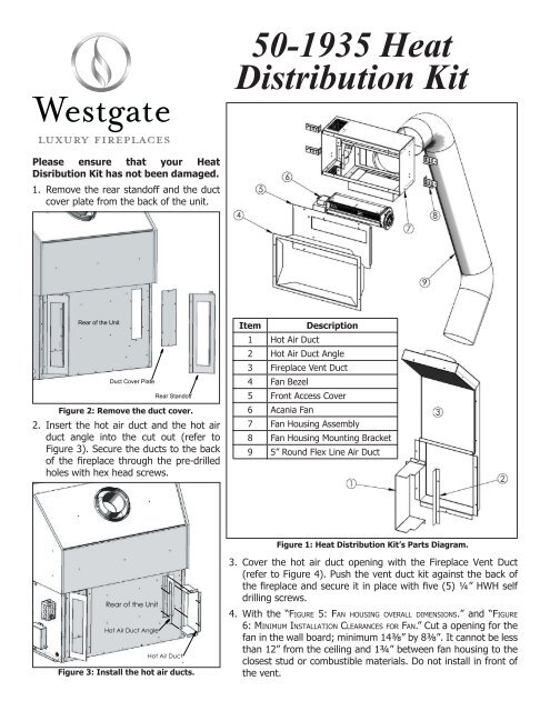 50 1935 Heat Distribution Kit Westgate Fireplaces