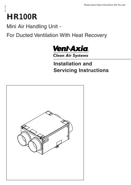 F Amp W Instructions Hr100r Vent Axia - Vent Axia Bathroom Fan Wiring Diagram Pdf
