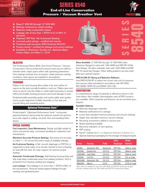 Series 8540 End-of-Line Conservation Pressure ... - Protectoseal
