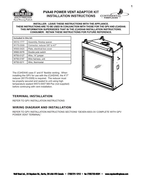 pva40 power vent adaptor kit installation instructions - Continental ...