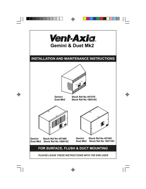 Gemini Amp Duet Mk2 Vent Axia - Vent Axia Bathroom Fan Wiring Diagram Pdf