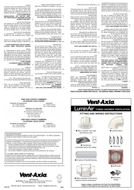 F&W Instructions - Vent-Axia