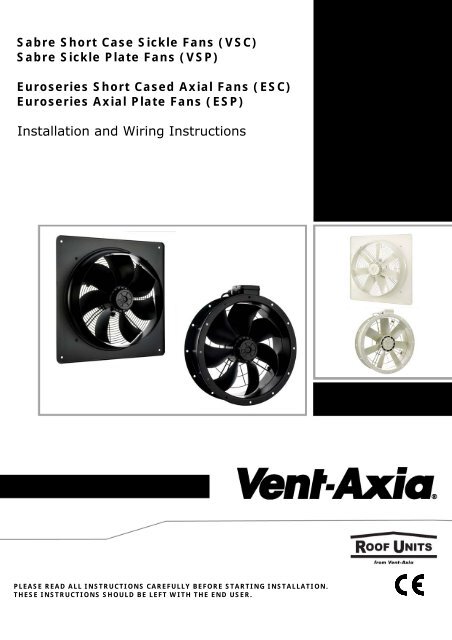 Installation And Wiring Instructions - Vent-Axia