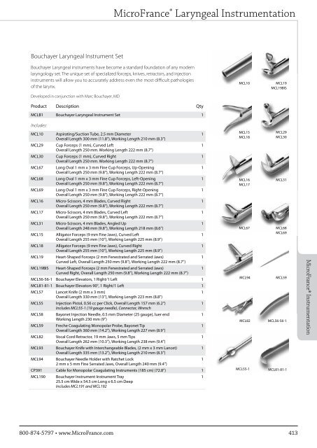 Microfrance Instruments MicroFrance ® Laryngeal