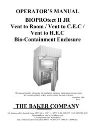 OPERATOR'S MANUAL BIOPROtect II JR Vent to ... - Baker Company