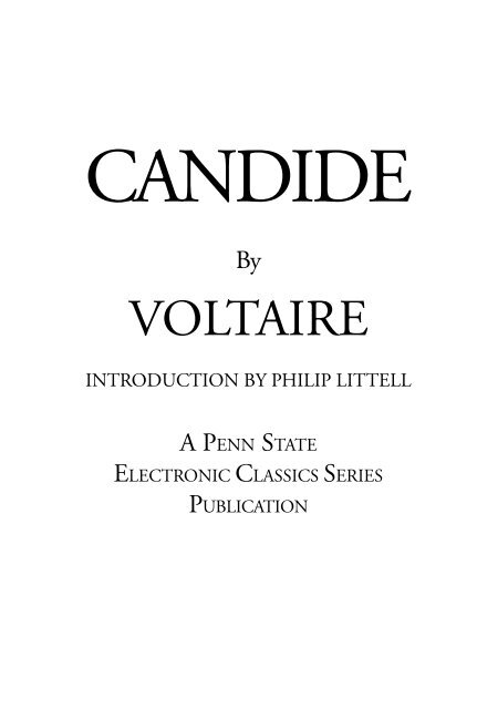Candide By Voltaire Penn State University