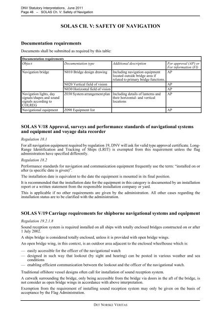 solas interpretations - DNV Exchange