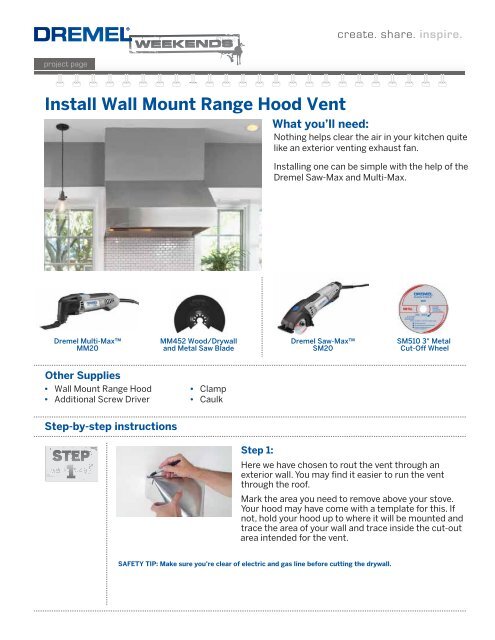 Install Wall Mount Range Hood Vent DREMEL Weekends