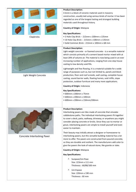 Product Description - Claybricks.com.sg