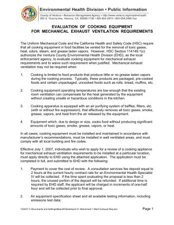 Mechanical Exhaust Ventilation Requirements - County of Ventura