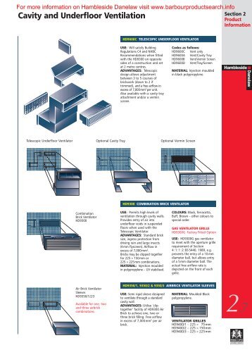 Flashings Roof and Cavity Ventilation - Barbour Product Search