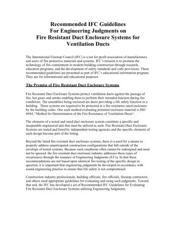 Recommended IFC Guidelines For Engineering Judgments ... - Unifrax
