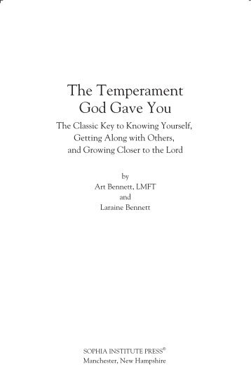 The Temperament God Gave You - Sophia Institute Press