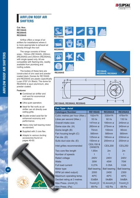 exhaust fans and ventilation equipment - Clipsal