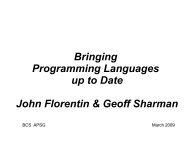 Bringing Programming Languages up to Date John Florentin ... - BCS