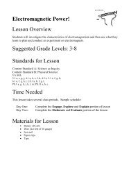 Electromagnetic Power! Lesson Overview Suggested Grade Levels ...