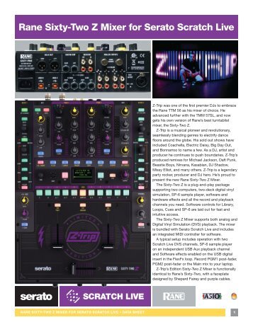 Sixty-Two Z Mixer Data Sheet - Rane Corporation