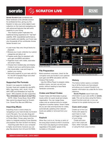 Serato Scratch Live Data Sheet (4M) - Rane Corporation