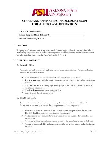 standard operating procedure (sop) for autoclave operation