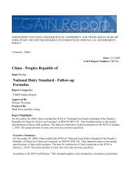 China - Peoples Republic of National Dairy Standard - Follow-up ...