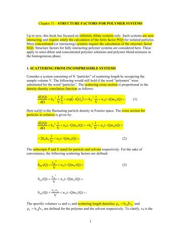 structure factors for polymer systems - NIST Center for Neutron ...